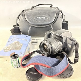Canon EOS Rebel G Film Camera & 35 80mm Lens Bundle Case & Film (Tested Works )
