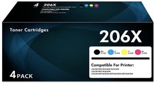 Compatible HP 206X High Yield Toner Cartridge Set w/ Chip W2110X W2110A 4-Pack f