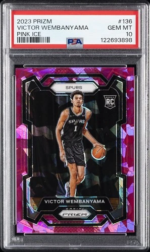 2023 PANINI PRIZM PINK ICE #136 VICTOR WEMBANYAMA ROOKIE RC PSA 10