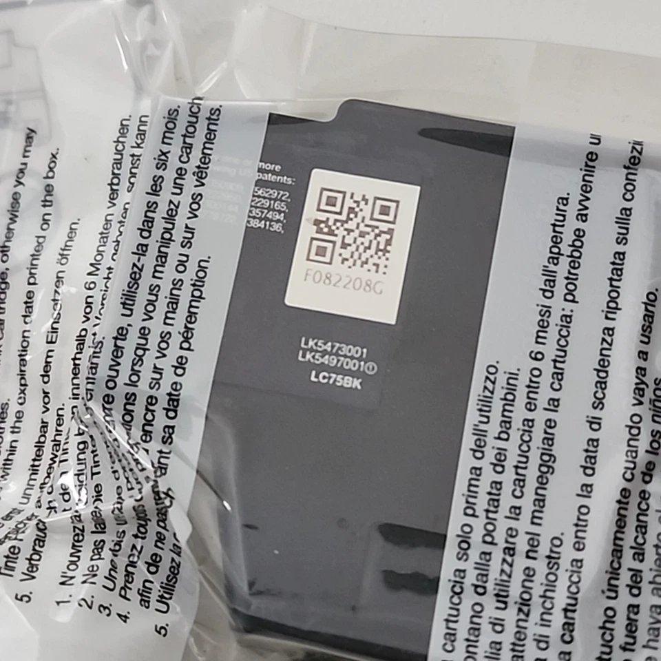 New Genuine OEM Brother LC75BK XL Ink Cartridge Black No box - Image 4 of 4