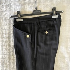 Dolce & Gabbana Women’s Size 42 Italian Black Wool Pinstripe Pant W/Gold Button 