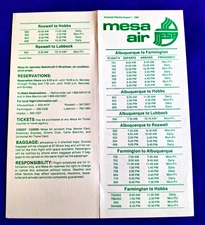 MESA AIR Timetable August 1, 1984