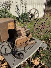 AMPRO 8mm Film Projector w/ Case Speaker Cord & 2 Reels Vintage Untested