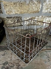 Industrial Metal Wire Milk Dairy Crate Storage Container Basket w/ Wood Base 17  