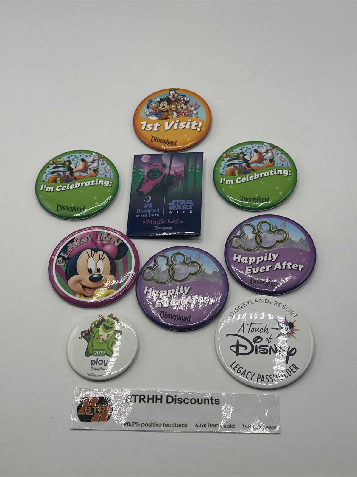 Vintage Disney Land and Disney World Authentic Pin Back Buttons Lot of 9