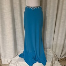 Alyce Paris Beaded Waist Mermaid Skirt Gown Blue Size 2 Formal Evening Prom