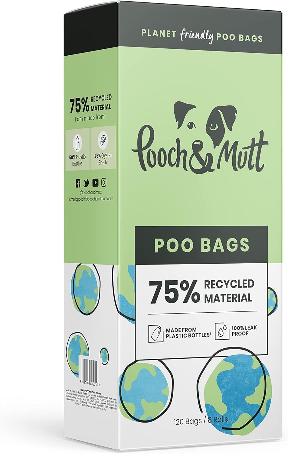Pooch & Mutt Dog Poo Bags, Leak Proof and Extra Thick Recyclable Waste Bag Refi