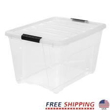 Stackable Storage Bins W/ Lids Plastic Totes Home Office Garage Organization New