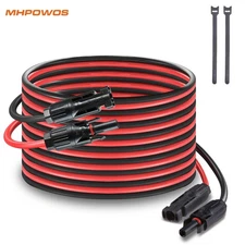 MHPOWOS 20 ft 14 AWG Solar Panel Extension Cable Flexible Waterproof Solar Cable
