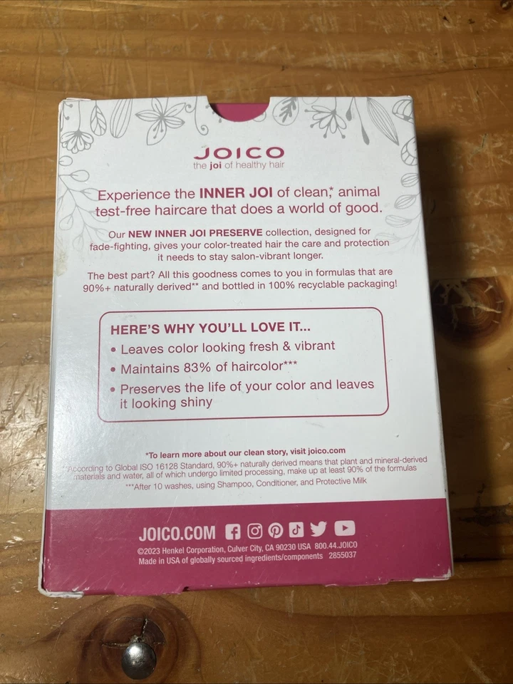 Joico InnerJoi Color Protection Shampoo Conditioner Milk Set 3.4oz B10A - Image 3 of 4