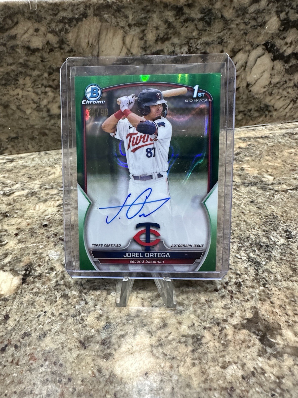 2023 Bowman Chrome 1st Jorel Ortega Green Parallel Auto 99/99 CPA-JORT Twins