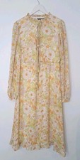 Nasty Gal UK 10 Maxi Dress Floral Tie Front Long Sleeve Flower Print VGC RRP £50