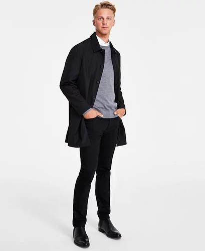 Calvin Klein Herren Polyester Langarm Auto Mantel in Schwarz Beauty - XL - Bild 1 von 5