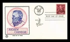 US COVER ANDREW CARNEGIE FIRST DAY ISSUE SCOTT 1171 TRI COLOR CACHET