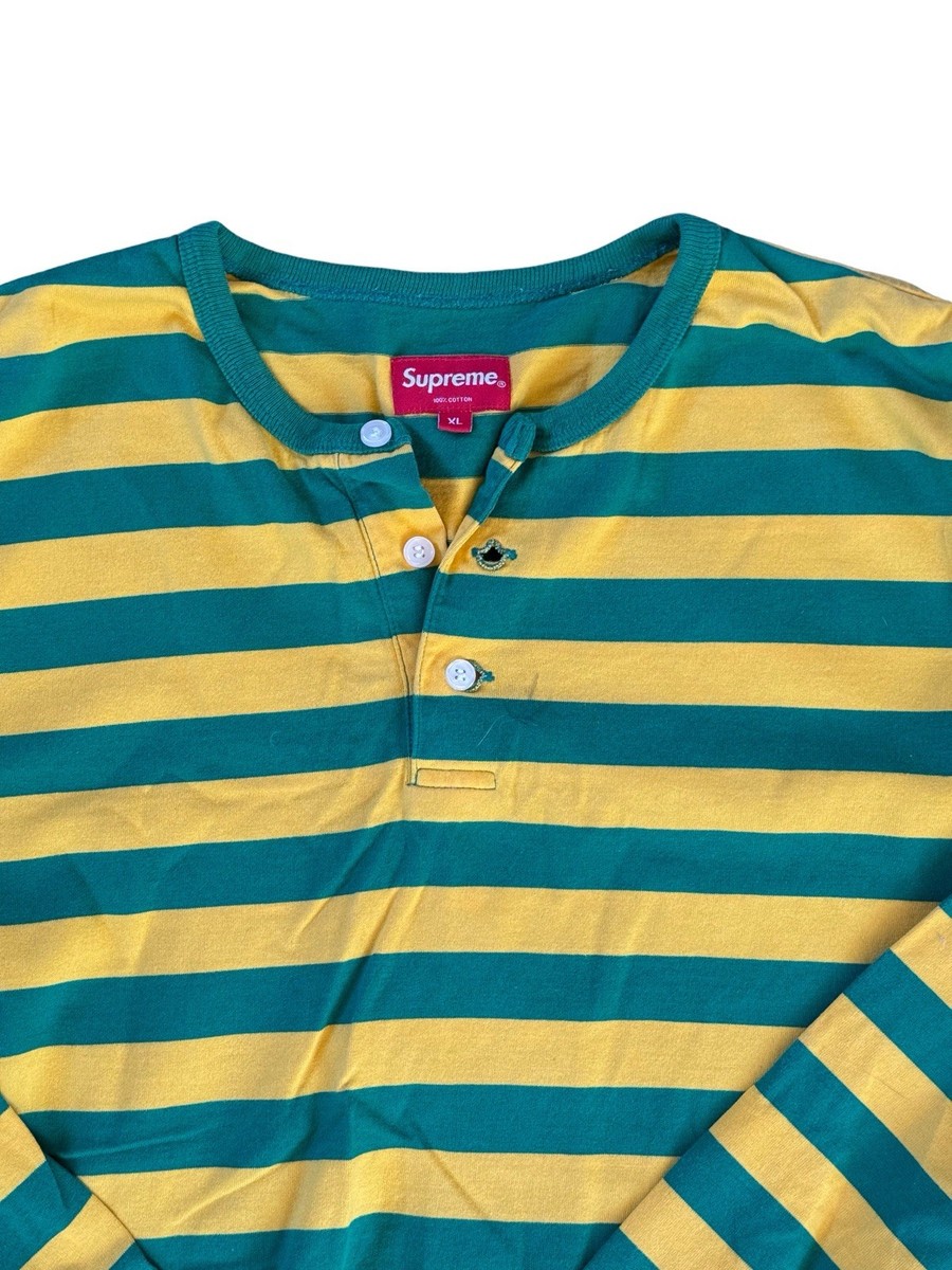 Size XL - Supreme Longsleeve Striped Shirt Green Yellow Great