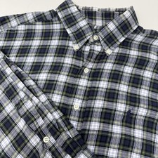 Ralph Lauren Shirt Mens XL Blue Green Plaid Blake Long Sleeve Button Down Pony