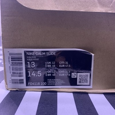 New Men s Nike Calm Slide Sail/Sail Voile/Voile Size 13 Men Size 14.5 Women US