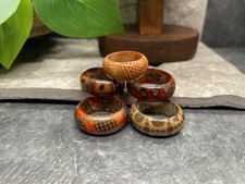5 PC 16-19mm Wood Ethnic Stackable Finger Knuckle Joint Boho Ring Set New B5131