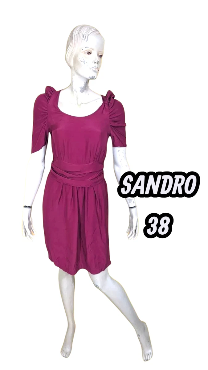 Robe Sandro En Mousseline Beige - Taille 38 (3) - Occasion Très Bon état