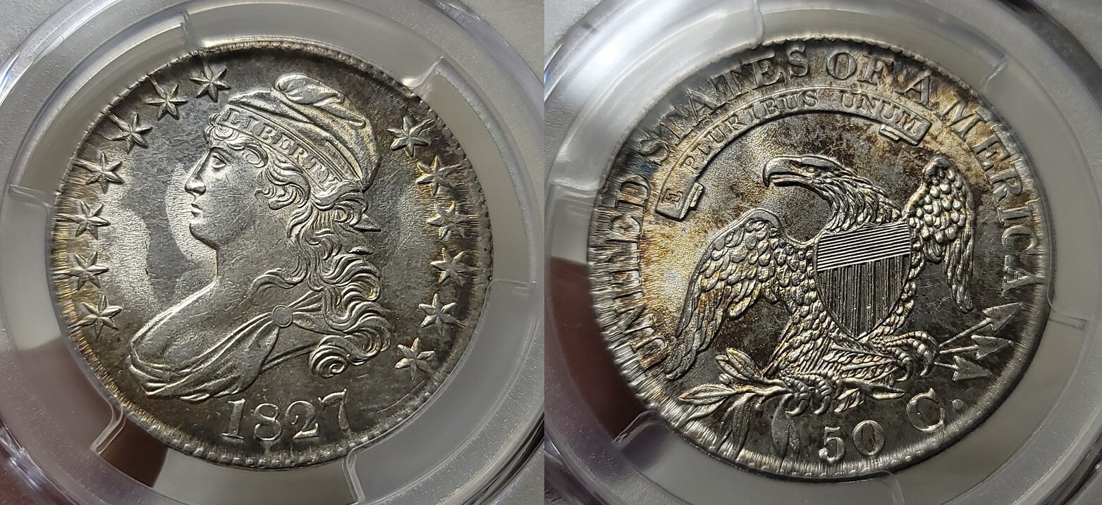 1827 50C Square Base 2 MS63 PCGS