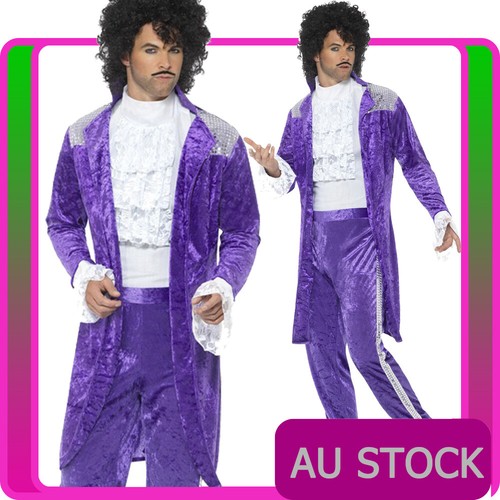 Mens 80s 1980s Purple Musician Costume 