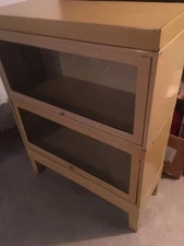 Detroit Arsenal Mid Century Modern Industrial Glass And Metal Barrister Bookcase