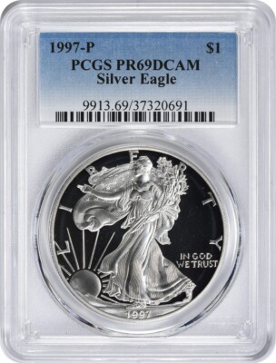 #ad 1997 P $1 American Silver Eagle PR69DCAM PCGS $120.75