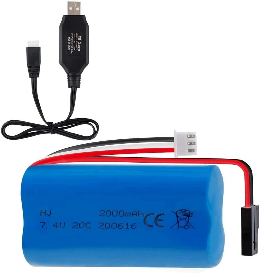 8x Li-ion Akku 7,4v 2000mah Batterie 2p Stecker Mjx T640 F39 F49 T39 Rc Syma 822 - Bild 2 von 4