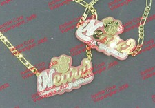 PERSONALIZED 14K GOLD PLATED NAME NECKLACE BRACELET SET, ANY COLOR ANY CHARACTER