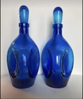 Pair Of Pinched Glass Decanter Scandinavian Design Swedish Glass With Stoppers — photo 2