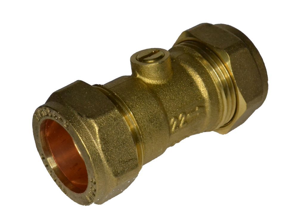 Brass 22mm Compression Isolation Valve Ballofix Type Isolating Valve
