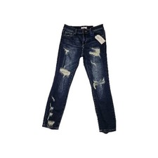 Cello Women  s Distressed Cropped Skinny Jeans Junior Size 7 Blue Stretch Denim