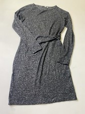 Athleta Solitude Dress Women's Sz XS Black Gray Long Sleeve Mini Ruched Waist