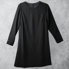 Adrianna Papell Dress Women's 8  Little Black Knee Length Long Sleeve Classic Sh
