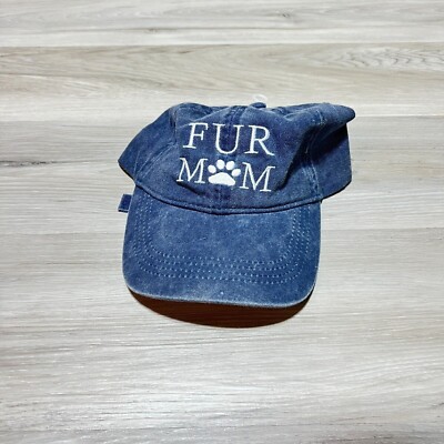Fur Mom Strapback Hat Cap Blue Denim Adjustable Light Pet Owner