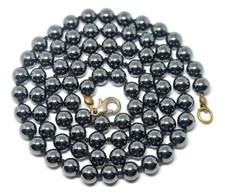 NATURAL HEALING BLACK HEMATITE ROUND BEADS NECKLACE