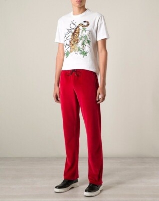 Authentic VERSACE MEDUSA Cotton VELOUR Leather Trim TRACK SWEAT LOUNGE Pants 3XL