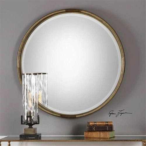 Uttermost Finnick Metal Glass and MDF Wood Decorative Mirror in Gold - Picture 2 of 4