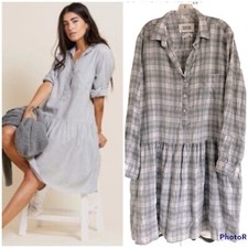 Grayson The Changemaker Gray Plaid Drop-Waist Long Sleeve Shirt Dress XL Sz 5