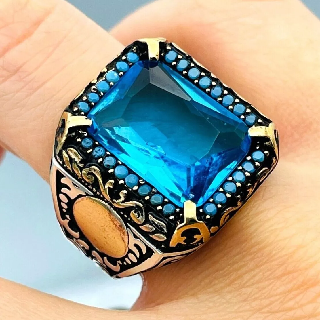 turquoise ring for men 925 sterling| Alibaba.com