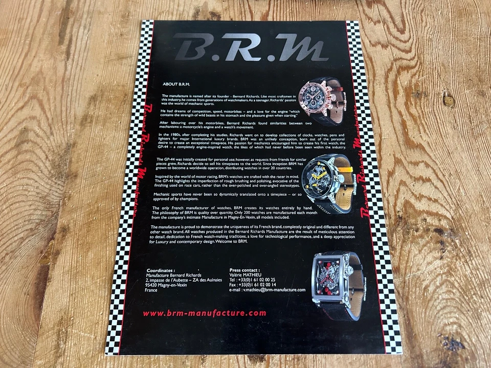 Nota de prensa - B.R.M. Bernard Richards Manufacture - Baselworld 2008 vista previa Foto 2 de 2