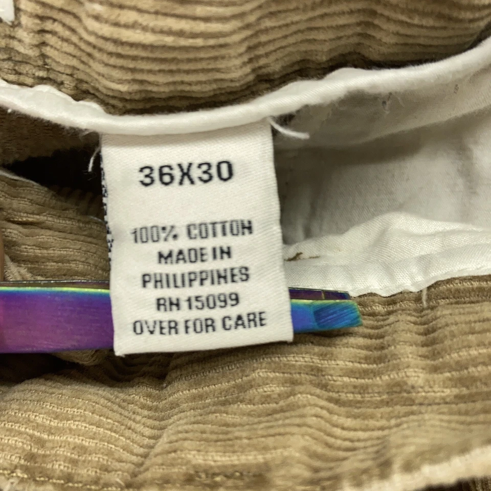 Pantalones de pana Covington para hombre 36x30 tostado marrón claro relajado holgado plisado Foto 4 de 4