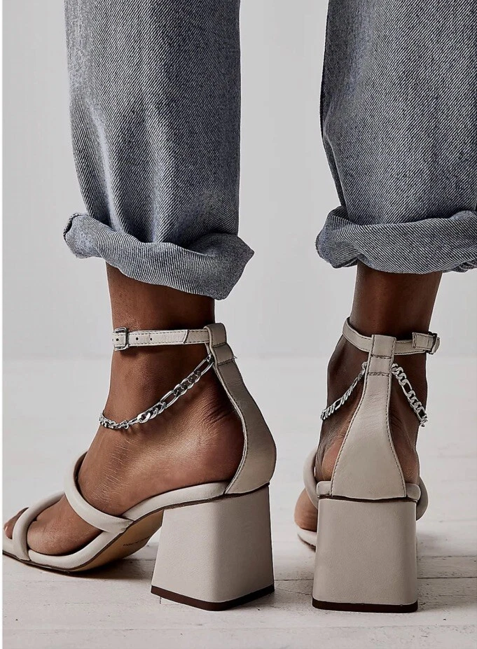 Free People Parker Chain Heels Sandals, Bone/Ivory, Size 8, New! - Изображение 3 из 4