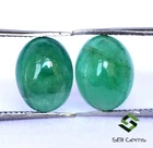 Certified Natural Emerald Oval Cabochon Pair 9x7 mm 4.23 Cts Untreated Gemstones