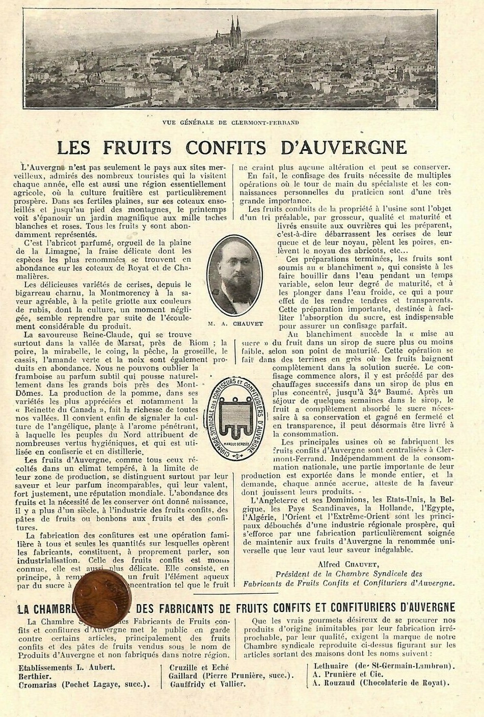 CLERMONTFERRAND (63) FRUITS CONFITS D' AUVERGNE / ADP PAR ALFRED