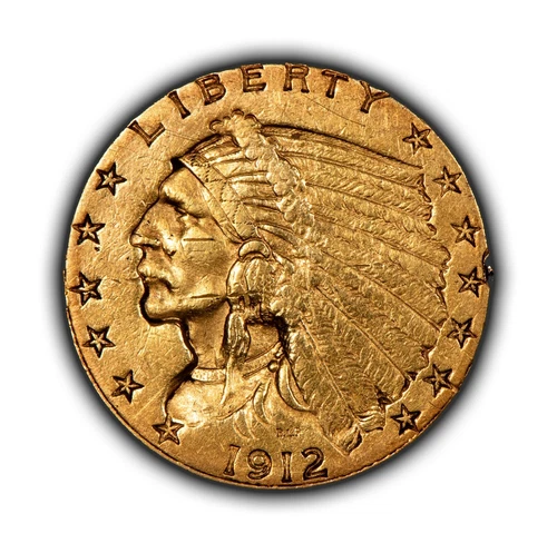 1912 G$2.50 Indian Head Gold Quarter Eagle - Authentic US Coin - AU Dets - G4229