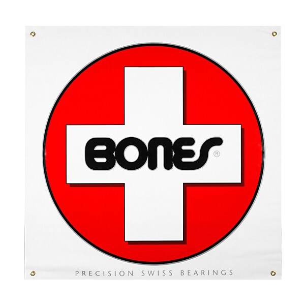 Powell Peralta Bones Swiss Cross Bearings Skateboards Vinyl Banner