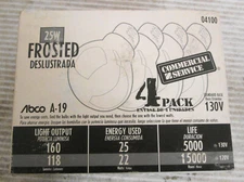 Abco A-19 25W 130V Frosted Light Bulbs (4)