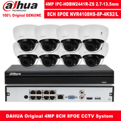 Dahua Original 8CH 8POE CCTV System 4MP Vari-focal Dome WizSense IP Camera lot