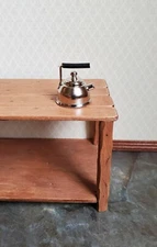 Dollhouse Teapot Kettle Modern Silver & Black 1:12 Scale Kitchen Accessories